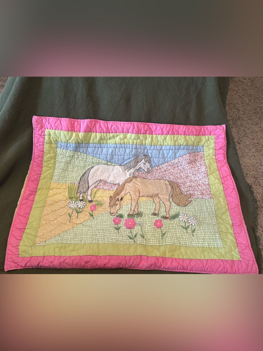 The Company Store Pastel Horse Applique Quilted Sham Standard